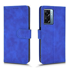 Leather Case Stands Flip Cover Holder L01Z for Oppo A56S 5G Blue