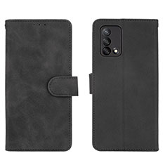 Leather Case Stands Flip Cover Holder L01Z for Oppo A74 4G Black