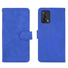 Leather Case Stands Flip Cover Holder L01Z for Oppo A74 4G Blue