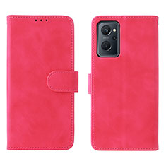 Leather Case Stands Flip Cover Holder L01Z for Oppo A96 4G Hot Pink