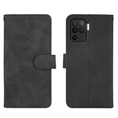 Leather Case Stands Flip Cover Holder L01Z for Oppo F19 Pro Black