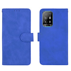Leather Case Stands Flip Cover Holder L01Z for Oppo F19 Pro+ Plus 5G Blue