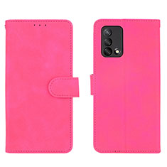 Leather Case Stands Flip Cover Holder L01Z for Oppo F19s Hot Pink