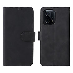 Leather Case Stands Flip Cover Holder L01Z for Oppo Find X5 5G Black