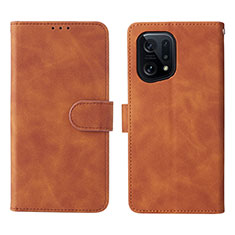 Leather Case Stands Flip Cover Holder L01Z for Oppo Find X5 5G Brown