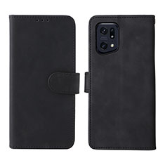 Leather Case Stands Flip Cover Holder L01Z for Oppo Find X5 Pro 5G Black