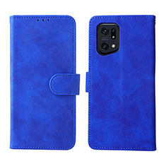 Leather Case Stands Flip Cover Holder L01Z for Oppo Find X5 Pro 5G Blue