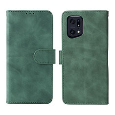 Leather Case Stands Flip Cover Holder L01Z for Oppo Find X5 Pro 5G Green
