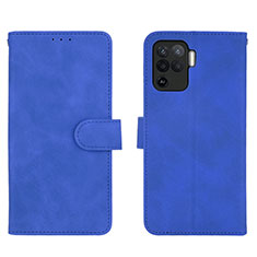 Leather Case Stands Flip Cover Holder L01Z for Oppo Reno5 F Blue