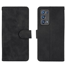 Leather Case Stands Flip Cover Holder L01Z for Oppo Reno6 Pro 5G Black
