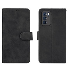 Leather Case Stands Flip Cover Holder L01Z for Oppo Reno6 Pro 5G India Black