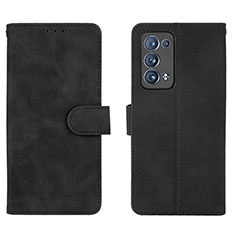 Leather Case Stands Flip Cover Holder L01Z for Oppo Reno6 Pro+ Plus 5G Black