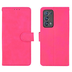 Leather Case Stands Flip Cover Holder L01Z for Oppo Reno6 Pro+ Plus 5G Hot Pink