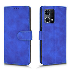 Leather Case Stands Flip Cover Holder L01Z for Oppo Reno7 4G Blue
