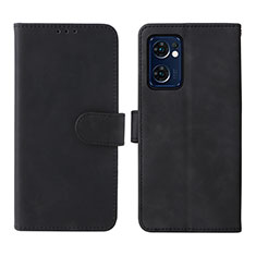 Leather Case Stands Flip Cover Holder L01Z for Oppo Reno7 5G Black