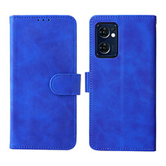 Leather Case Stands Flip Cover Holder L01Z for Oppo Reno7 5G Blue