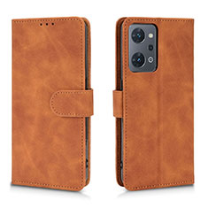 Leather Case Stands Flip Cover Holder L01Z for Oppo Reno7 A Brown
