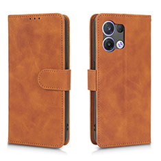 Leather Case Stands Flip Cover Holder L01Z for Oppo Reno8 5G Brown