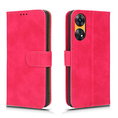 Leather Case Stands Flip Cover Holder L01Z for Oppo Reno8 T 4G Hot Pink