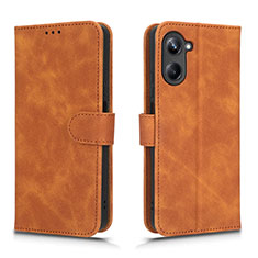 Leather Case Stands Flip Cover Holder L01Z for Realme 10 Pro 5G Brown