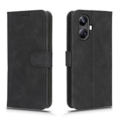 Leather Case Stands Flip Cover Holder L01Z for Realme 10 Pro+ Plus 5G Black