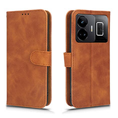 Leather Case Stands Flip Cover Holder L01Z for Realme GT3 5G Brown