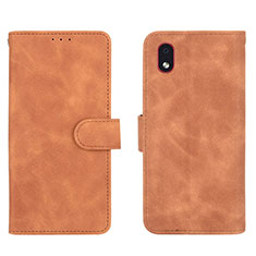 Leather Case Stands Flip Cover Holder L01Z for Samsung Galaxy A01 Core Brown