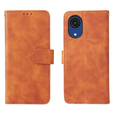 Leather Case Stands Flip Cover Holder L01Z for Samsung Galaxy A03 Core Brown