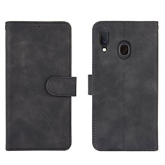 Leather Case Stands Flip Cover Holder L01Z for Samsung Galaxy A20 Black