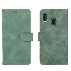 Leather Case Stands Flip Cover Holder L01Z for Samsung Galaxy A20 Green