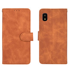 Leather Case Stands Flip Cover Holder L01Z for Samsung Galaxy A21 SC-42A Brown
