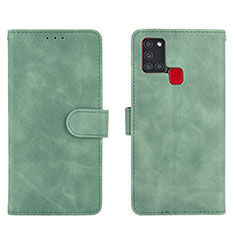 Leather Case Stands Flip Cover Holder L01Z for Samsung Galaxy A21s Green