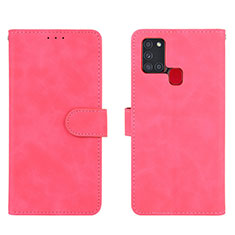 Leather Case Stands Flip Cover Holder L01Z for Samsung Galaxy A21s Hot Pink