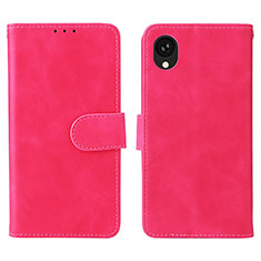 Leather Case Stands Flip Cover Holder L01Z for Samsung Galaxy A22 5G SC-56B Hot Pink