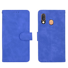 Leather Case Stands Flip Cover Holder L01Z for Samsung Galaxy A40 Blue