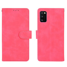 Leather Case Stands Flip Cover Holder L01Z for Samsung Galaxy A41 Hot Pink