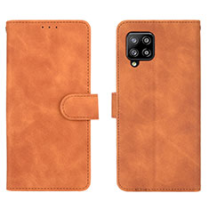 Leather Case Stands Flip Cover Holder L01Z for Samsung Galaxy A42 5G Brown