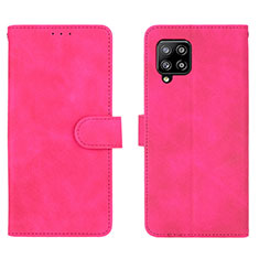 Leather Case Stands Flip Cover Holder L01Z for Samsung Galaxy A42 5G Hot Pink