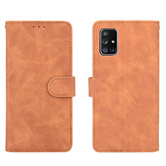 Leather Case Stands Flip Cover Holder L01Z for Samsung Galaxy A51 4G Brown