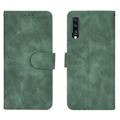 Leather Case Stands Flip Cover Holder L01Z for Samsung Galaxy A70 Green