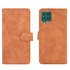 Leather Case Stands Flip Cover Holder L01Z for Samsung Galaxy F62 5G Brown