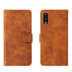Leather Case Stands Flip Cover Holder L01Z for Samsung Galaxy M02 Brown