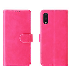 Leather Case Stands Flip Cover Holder L01Z for Samsung Galaxy M02 Hot Pink