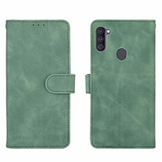 Leather Case Stands Flip Cover Holder L01Z for Samsung Galaxy M11 Green