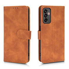 Leather Case Stands Flip Cover Holder L01Z for Samsung Galaxy M13 4G Brown