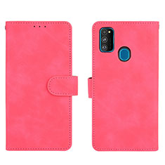Leather Case Stands Flip Cover Holder L01Z for Samsung Galaxy M21 Hot Pink
