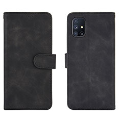 Leather Case Stands Flip Cover Holder L01Z for Samsung Galaxy M51 Black