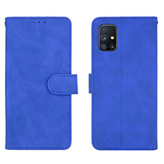 Leather Case Stands Flip Cover Holder L01Z for Samsung Galaxy M51 Blue
