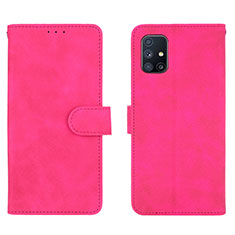 Leather Case Stands Flip Cover Holder L01Z for Samsung Galaxy M51 Hot Pink