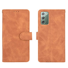 Leather Case Stands Flip Cover Holder L01Z for Samsung Galaxy Note 20 5G Brown